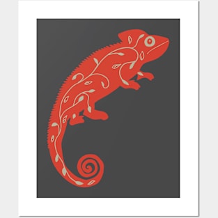 Orange gecko with pattern Posters and Art